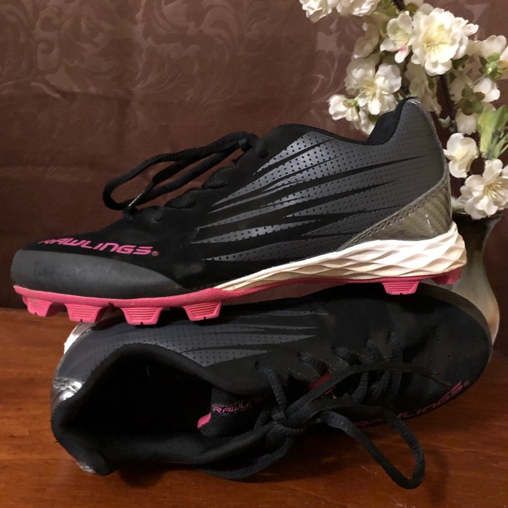 RAWLINGS TUFFTEK Big Girls Kids Softball Cleats 4